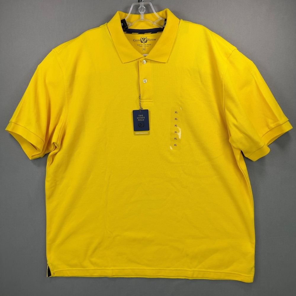 Club Room Polo Shirt Mens XL Yellow New The Estate Performance Golf Casual